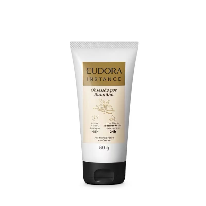Desodorante Antitranspirante Creme Eudora Instance Baunilha 80g | 48h Proteção, Hidrata e Toque Seco
