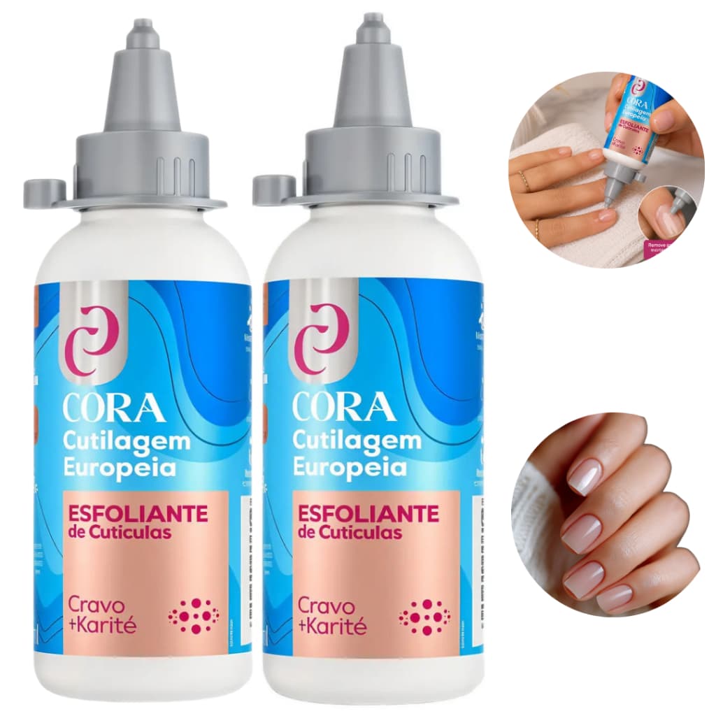 Kit Esfoliante Cuticula Ação Rápida 100ml Mãos e Pés Manicure - Cora