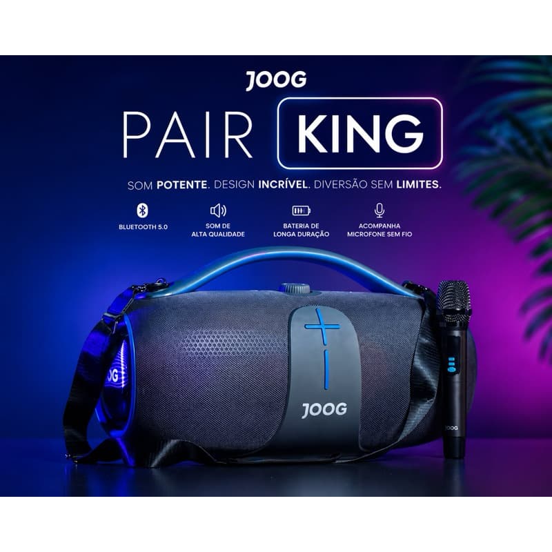 Speaker Joog Pair King 400W IPX5 Bluetooth TWS Gray (microfone sem fio incluído)