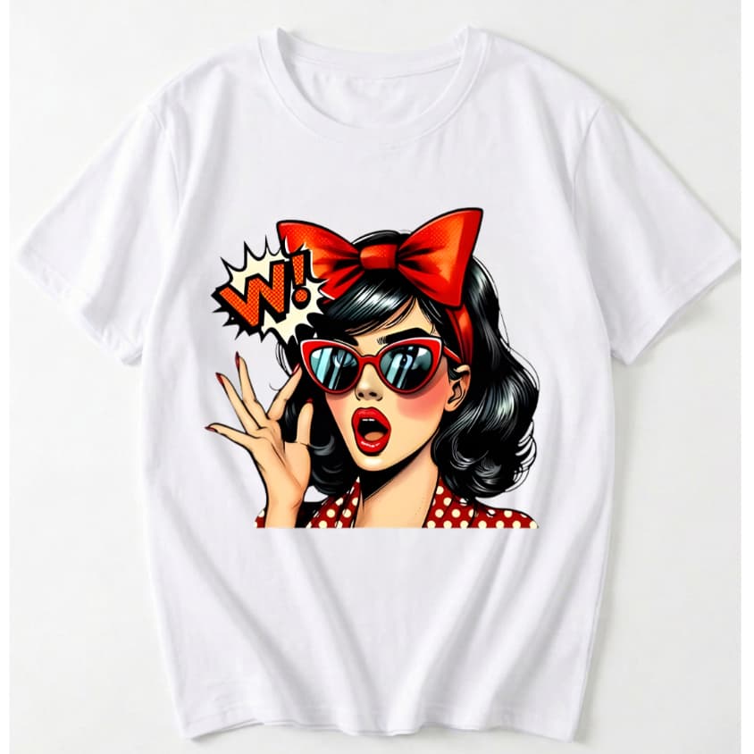 Camiseta Feminina StreetWear 100% Algodão Estampa Pop Art Mulher Retrô Fashion