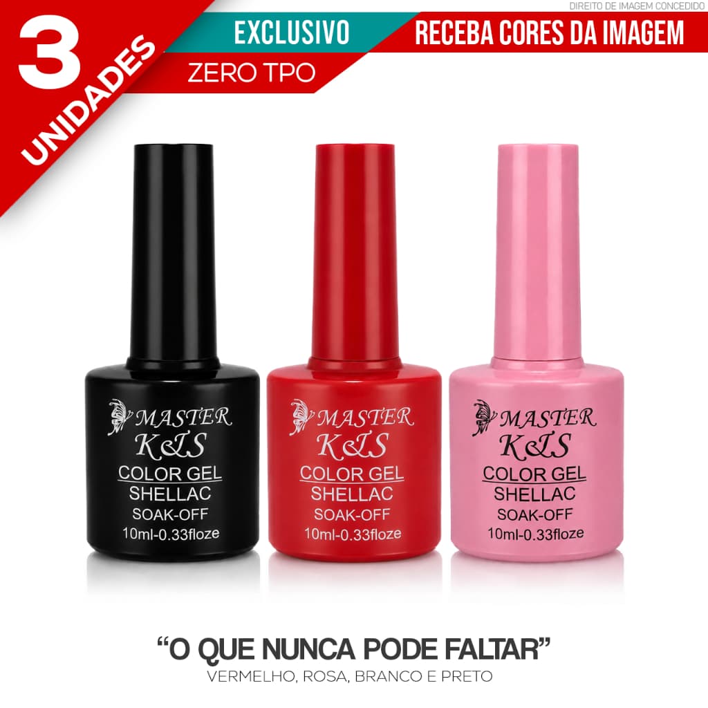 Kit 3 Esmalte em Gel K&S 10ml LED UV Unha Manicure Coleção
