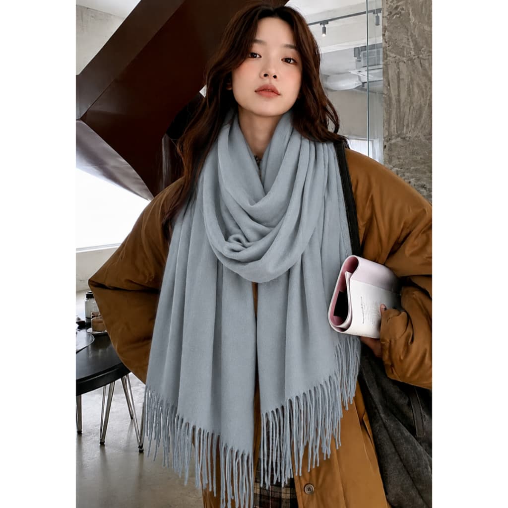 Cachecol Liso Feminino Cinza Lenço Grosso Pashmina Echarpe Masculino Unissex Para Frio Inverno Adulto C11