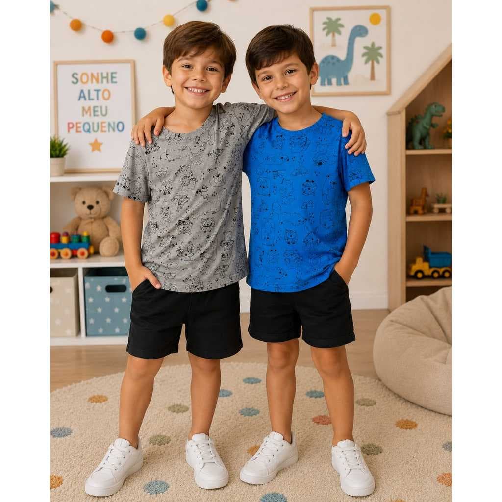 Blusa Infantil Estampada – Conforto e Estilo para o Dia a Dia! 💙🩶 A blusa infantil estampada é perfeita para acompanhar