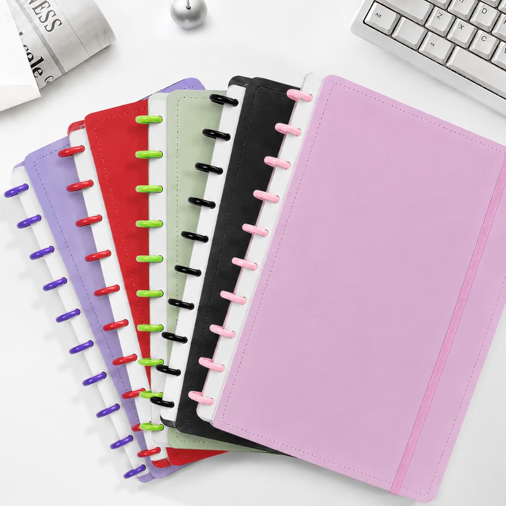 Caderno Inteligente A5/B5/A4 com Discos e Folhas Reposicionáveis Estudo Trabalho