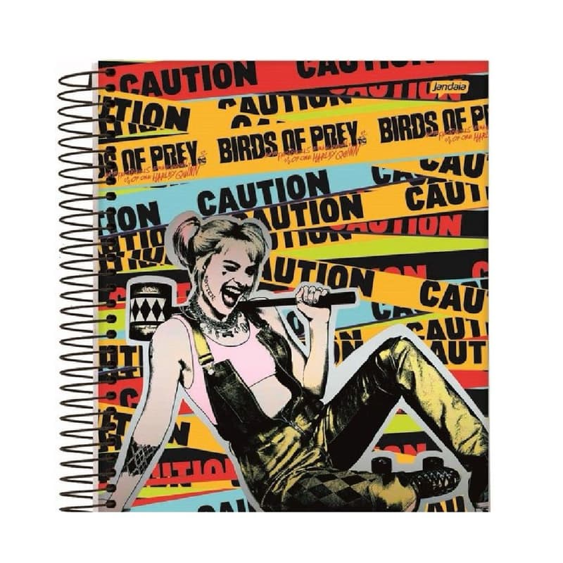 CADERNO ARLEQUINA BIRDS OF PREY  1 MATÉRIA CAPA DURA + ADESIVOS