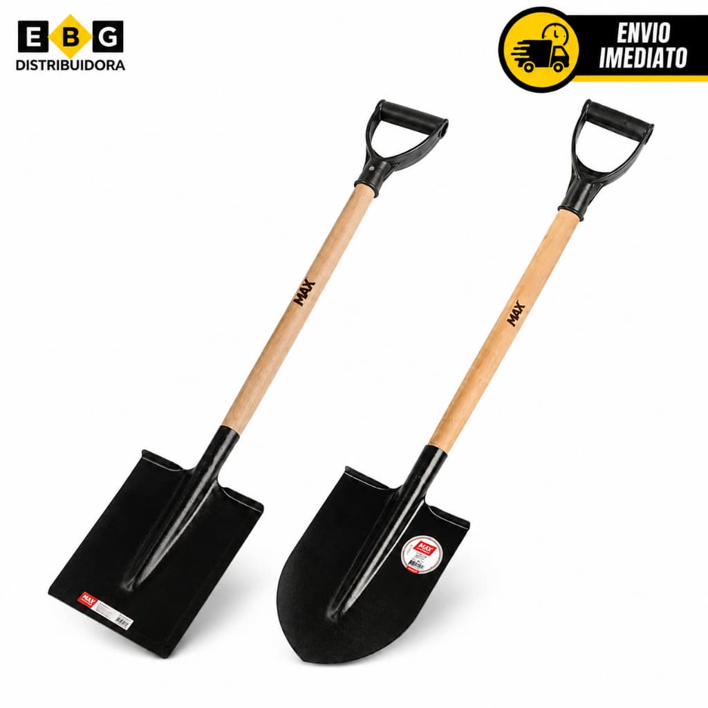 Pá Ajuntadeira Com Cabo De Madeira 71cm Jardinagem Quadrada Ou Bico Jardim Casa Max - Promoção