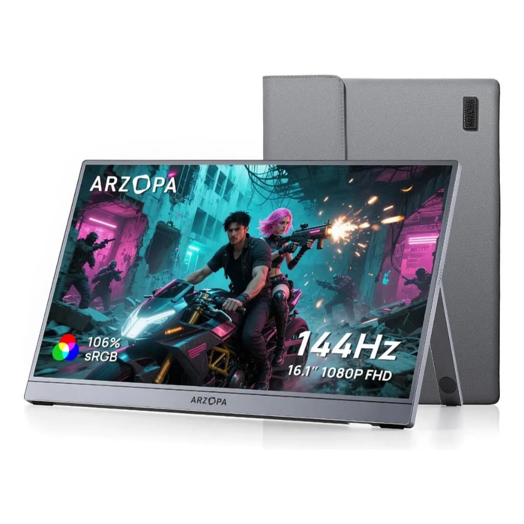 Monitor Portátil Arzopa Z1FC 16.1 polegada Full HD, 144Hz especializado para Jogos, tela IPS