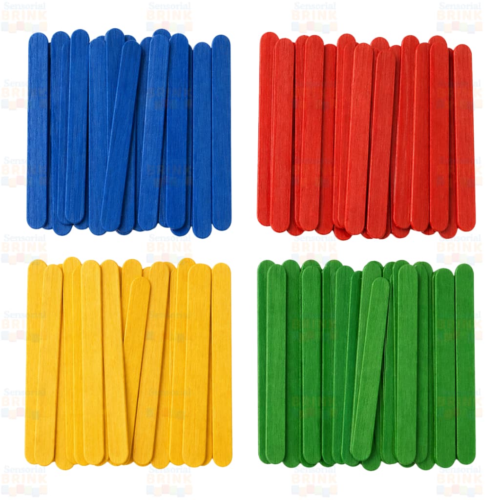 Palitos de Picolé Coloridos | Material Pedagógico | Artesanato | Atividades Escolares