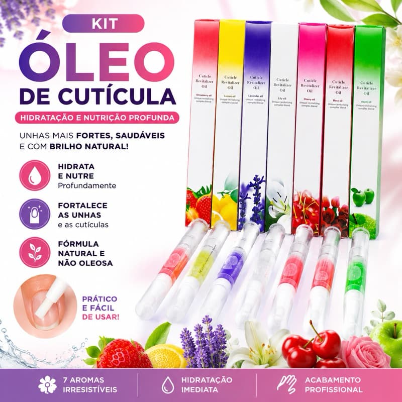 Kit 3/6/9/12/20 Óleo de Cutícula Caneta Hidratante Profissional – Hidratação Profunda e Unhas Perfeitas