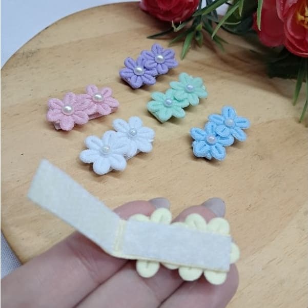 Presilha de Florzinha Bebê RN até 2 Anos | Presilha Velcro Antideslizante | Pouco Cabelo | Infantil