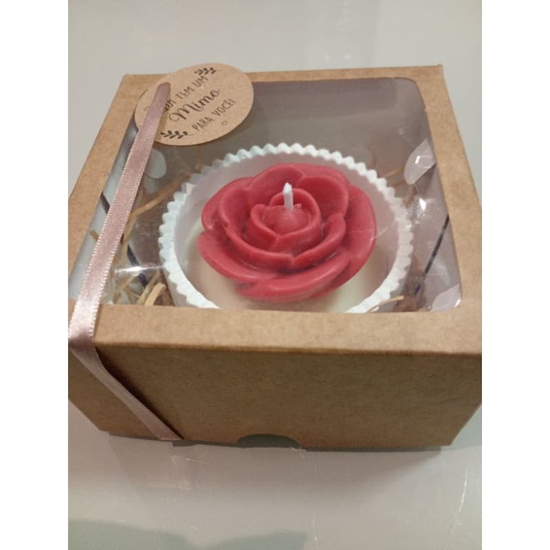 Vela aromática Rosa em frasco de gesso- caixinha presenteável / Presente / Lembrança /Vela aromática