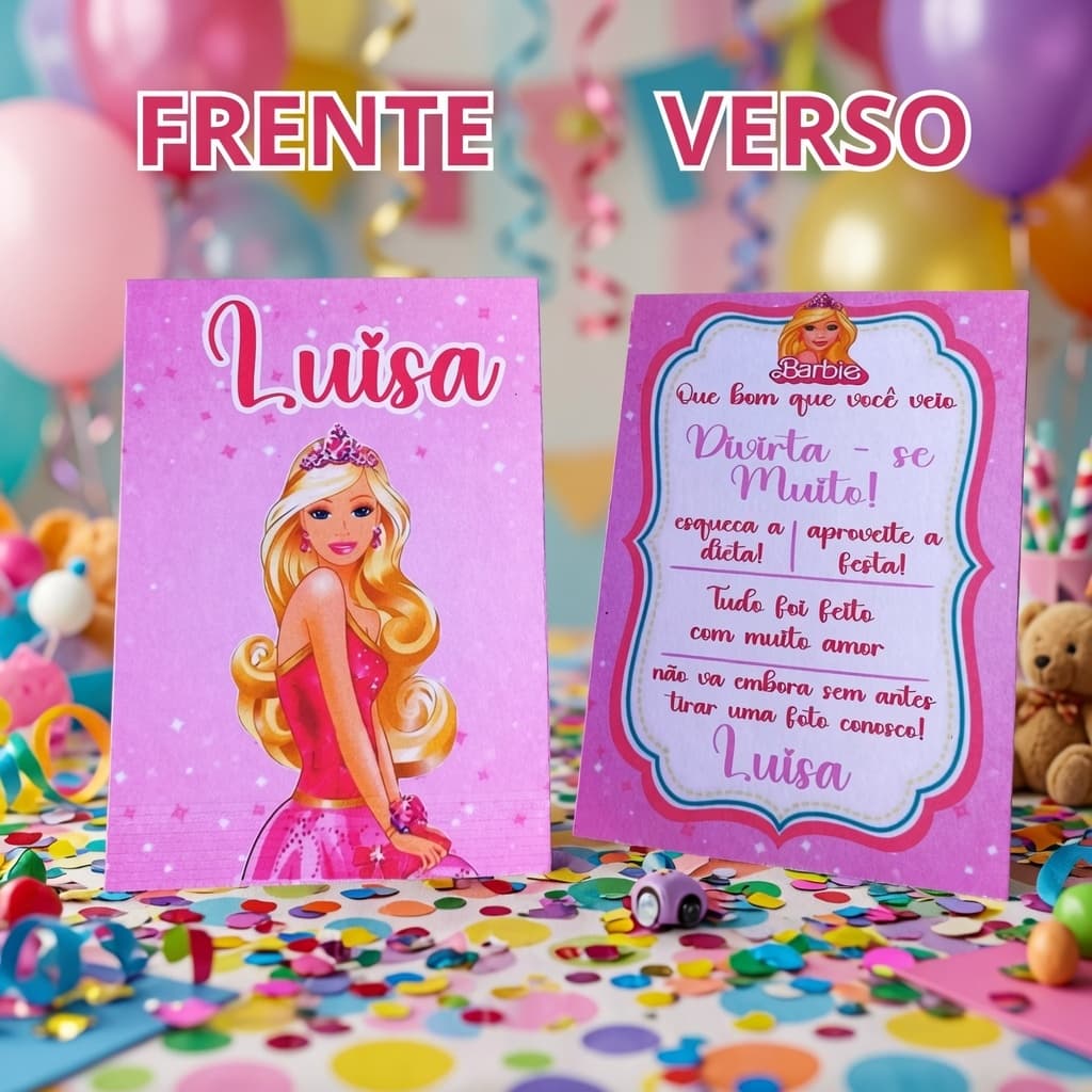Plaquinha de Agradecimento Barbie | Centro de Mesa Barbie | Plaquinha de Mesa Barbie