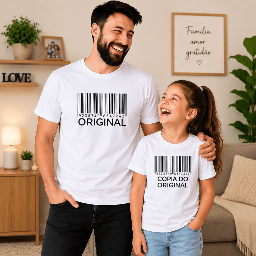 Kit Camisetas Pai e Filha (o) Original e Cópia do Original  Presente Criativo