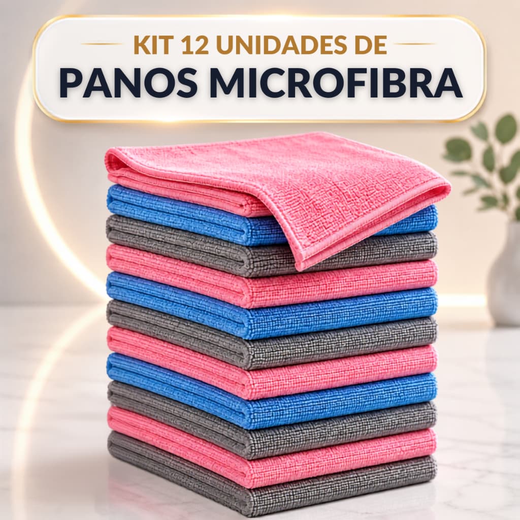 Kit 3 6 9 12 Panos Microfibra 30x30 Multiuso Super Absorvente Limpeza Cozinha Carro Vidro