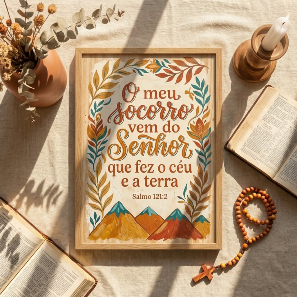 Smart Deco Quadro Decorativo Cristão Salmo 121 Religioso Fé 24x33 Sala Quarto Bíblico Moldura Vidro