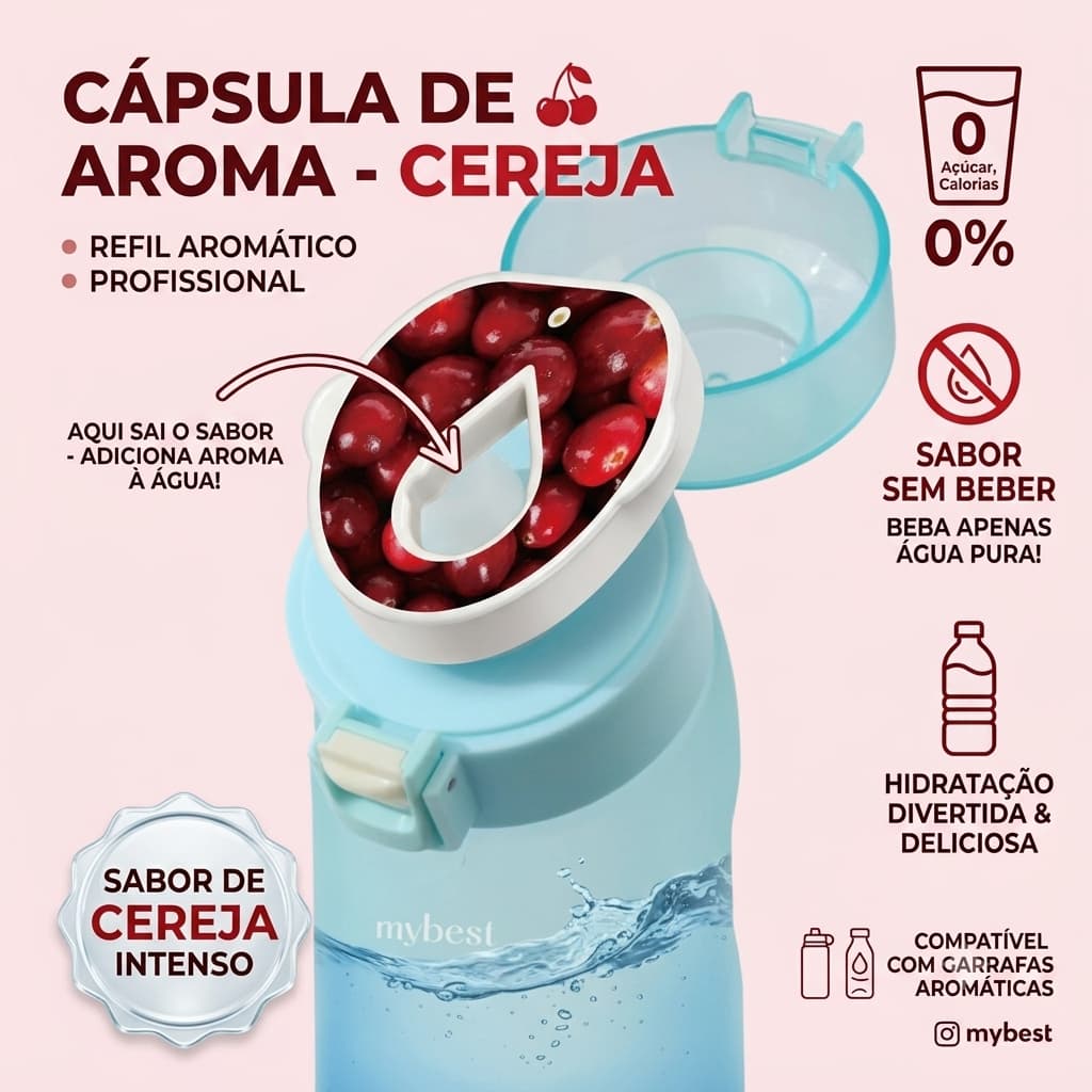 Cápsula de Aroma Cereja para Garrafa Aromática Cápsula de Sabor Refil Aromático para Hidratação