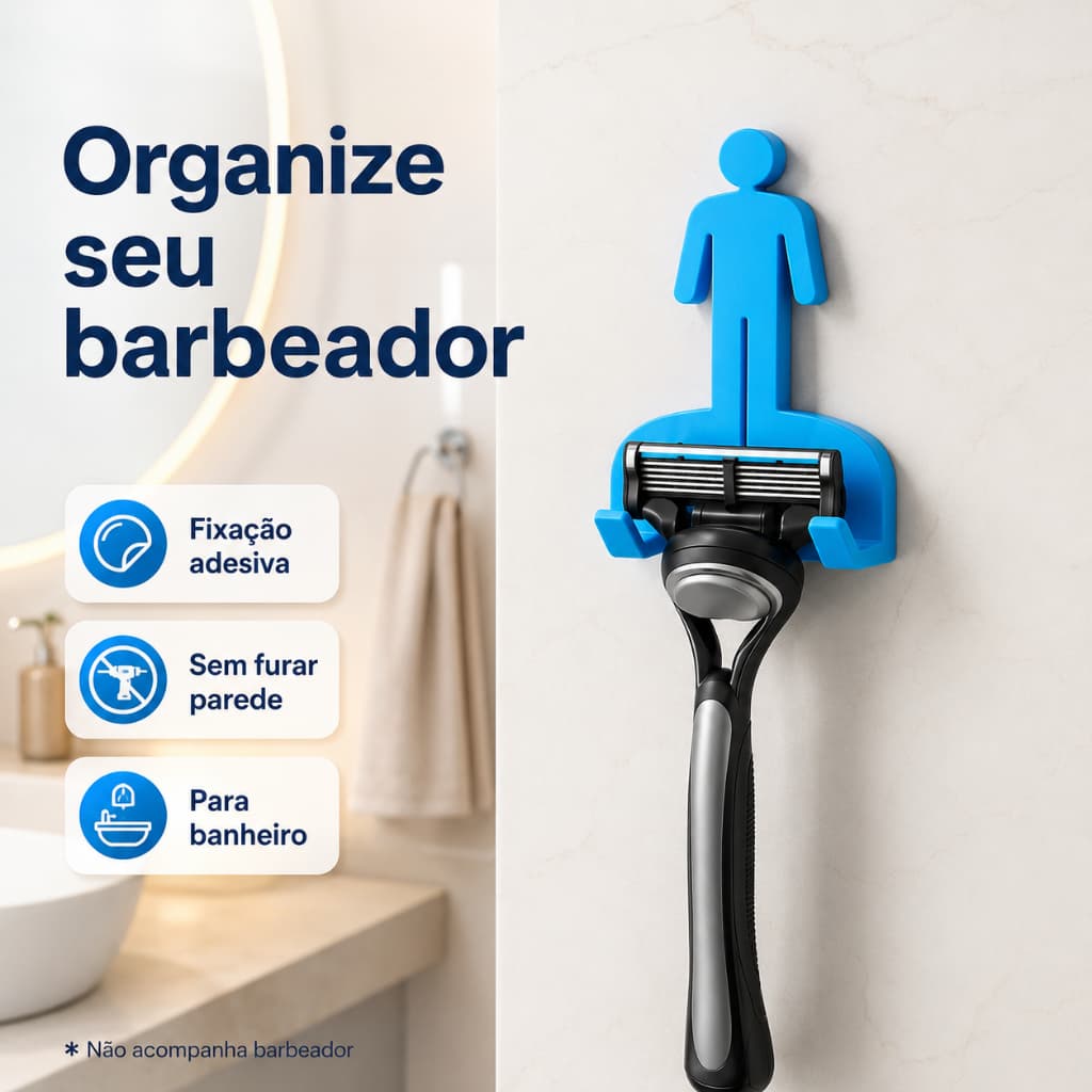 Suporte Para Barbeador Parede Adesivo Porta Lâmina Organizador Banheiro Masculino Feminino