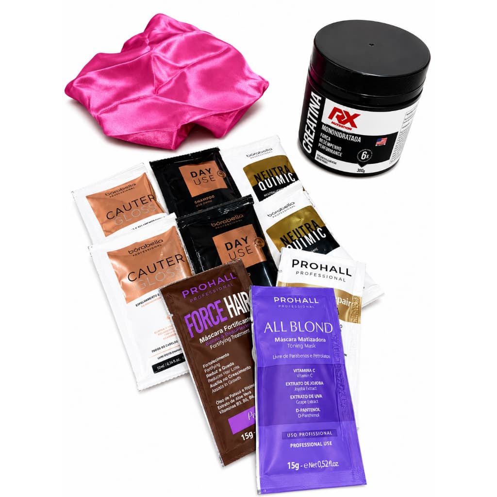 CREATINA MONOHIDRATADA RX + TOUCA DE CETIM + SACHES BORABELLA