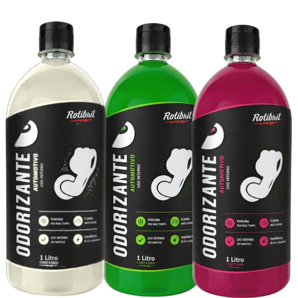 Kit 3 Odorizantes 1L Cheirinho de Carro Novo Talco e Floral para Ambientes Aromatizador