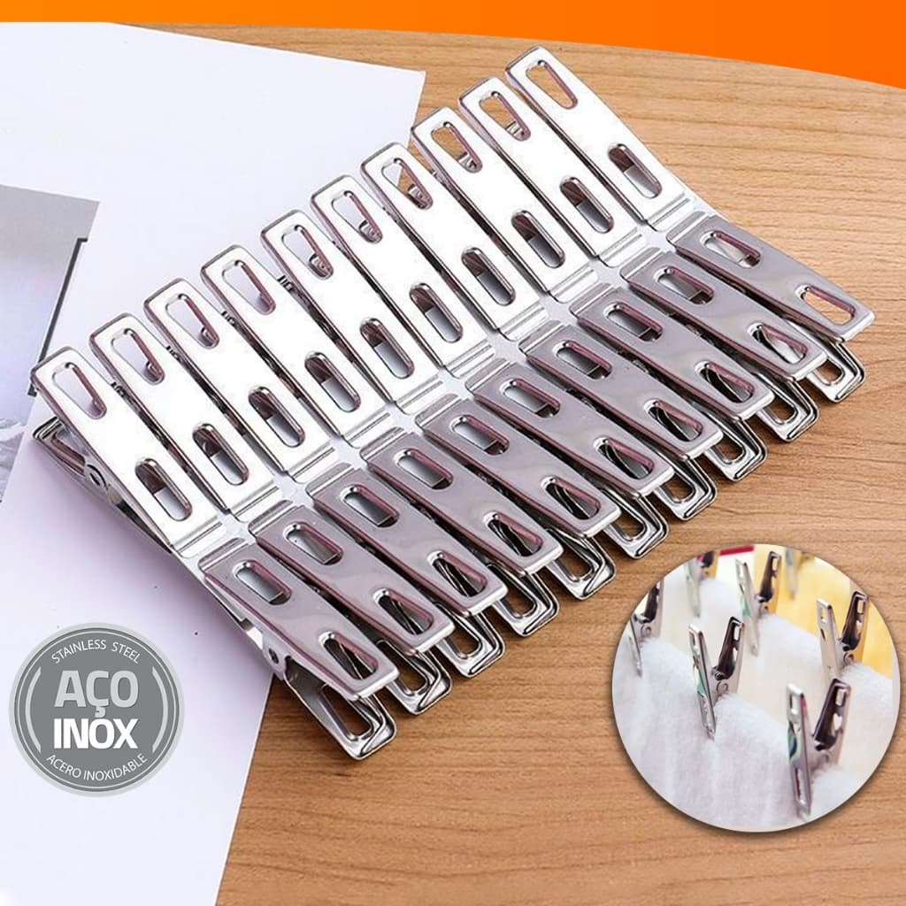 Kit 10 a 50 Grampos Prendedores De Roupa 100% Aço Inox Super Resistentes Importadora Util