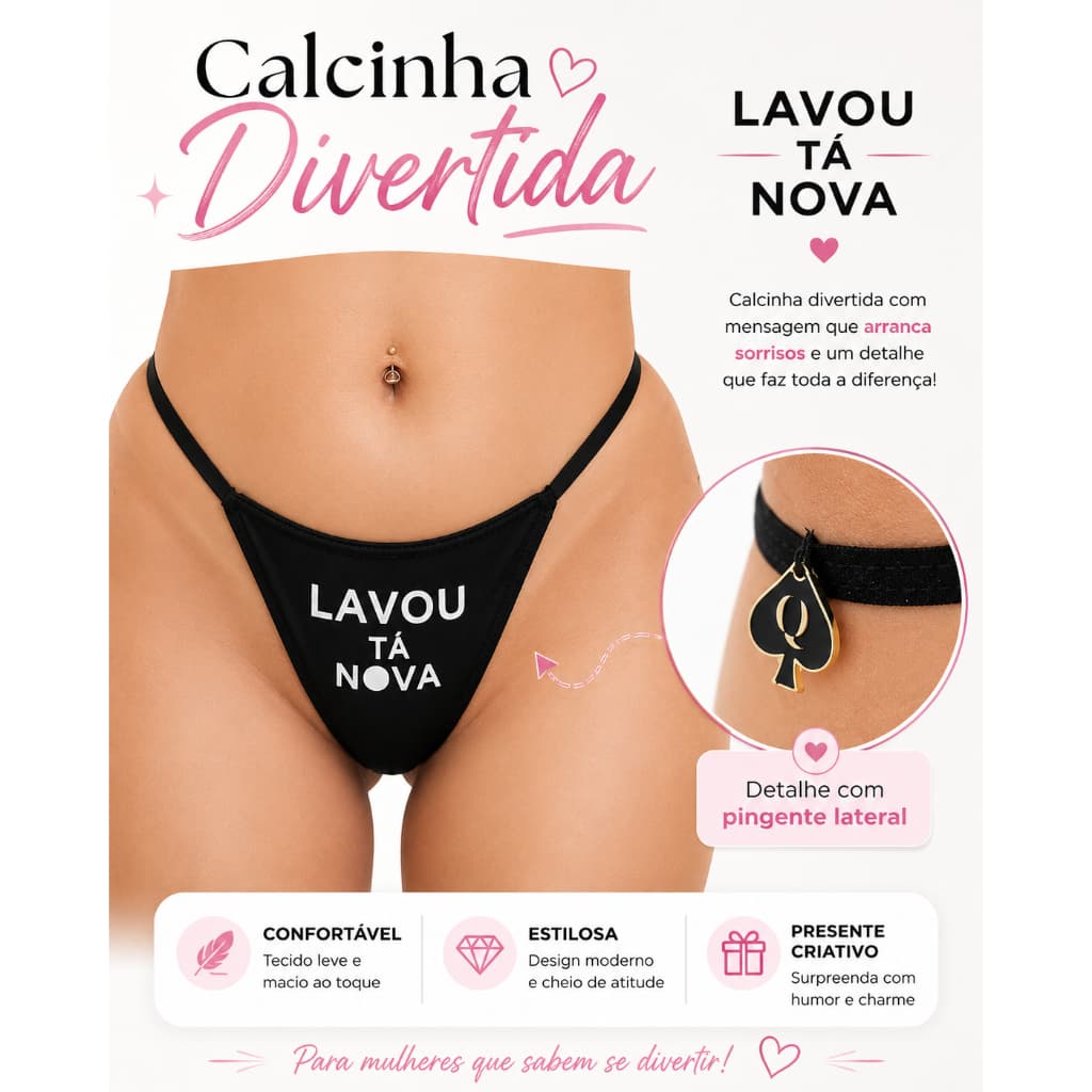 Calcinha Fio Dental Fetiche Branca Tallyta Frases
