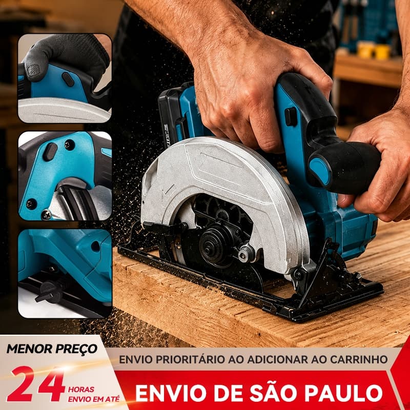 BAIERDI Serra Circular Sem Fio Profissional (Sem Bateria Inclusa) Ajuste de Profundidade e Ângulo