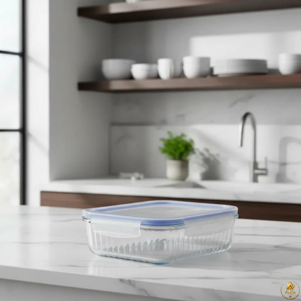 Pote Hermético 1040ml em Vidro Borossilicato com Tampa de Silicone Azul para Conservação de Alimentos