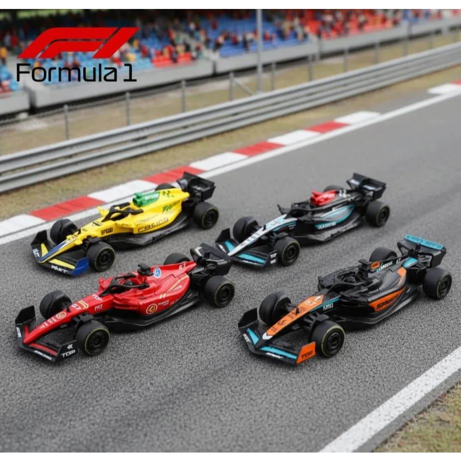 Kit com 4 Carrinhos Formula 1 F1 Metal Fricção Corrida Brinquedo Colecionável 1/43 2026