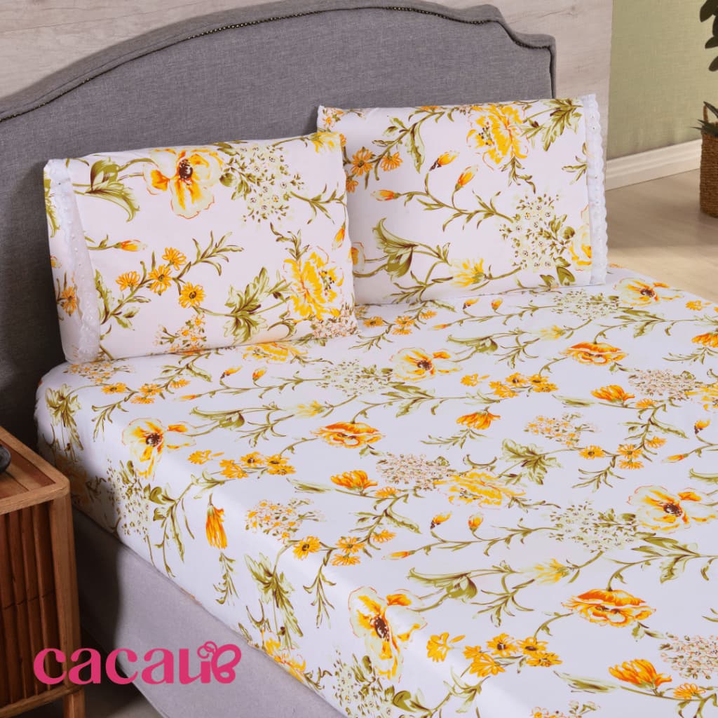 Jogo De Cama Queen 03 Peças Toque Seda 400 Fios