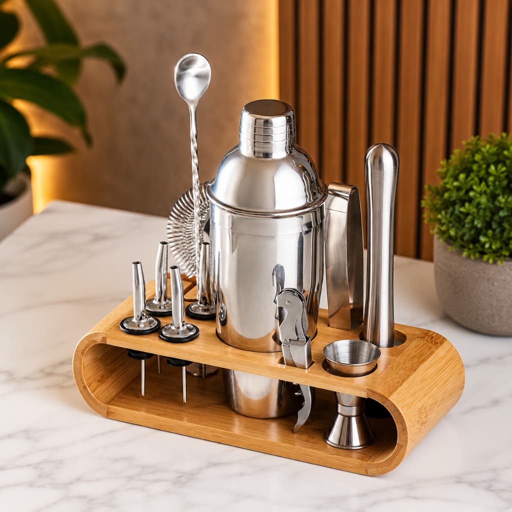 Kit Caipirinha Coqueteleira Profissional 12 Peças Inox Bartender Barman Home Bar Drinks Coquetéis 550ml Presente