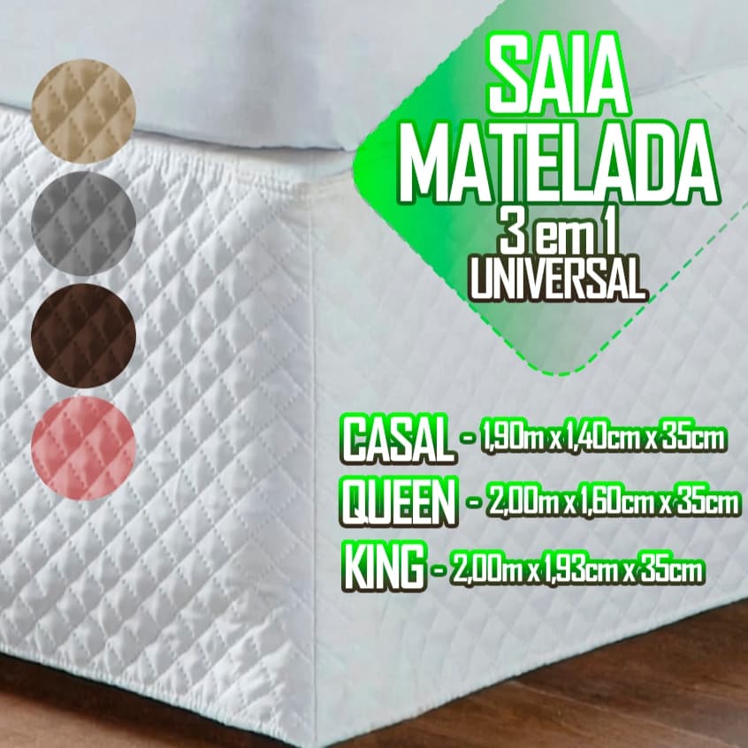 Saia 3 em 1 com Regulagem Ajustável Cabeceira Cama Box Colchobox Matelada - Casal / Queen / King --