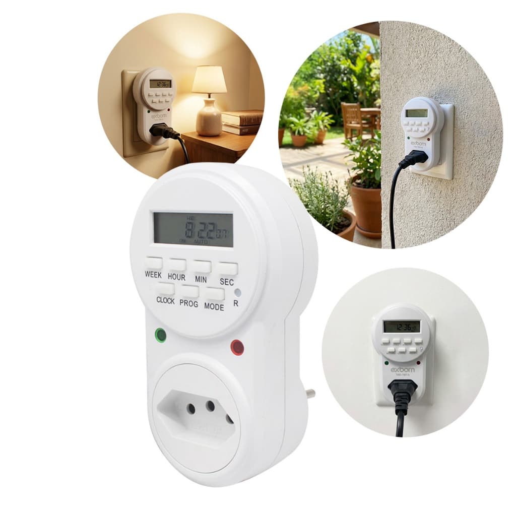 Timer Temporizador Digital Programável Bivolt 2200W LCD com Até 18 Programações