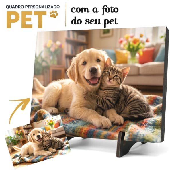 Quadro Personalizado Pet com a Foto do Seu Cachorro ou Gato Impressão Direta no MDF Premium 6mm | Não é Papel Colado