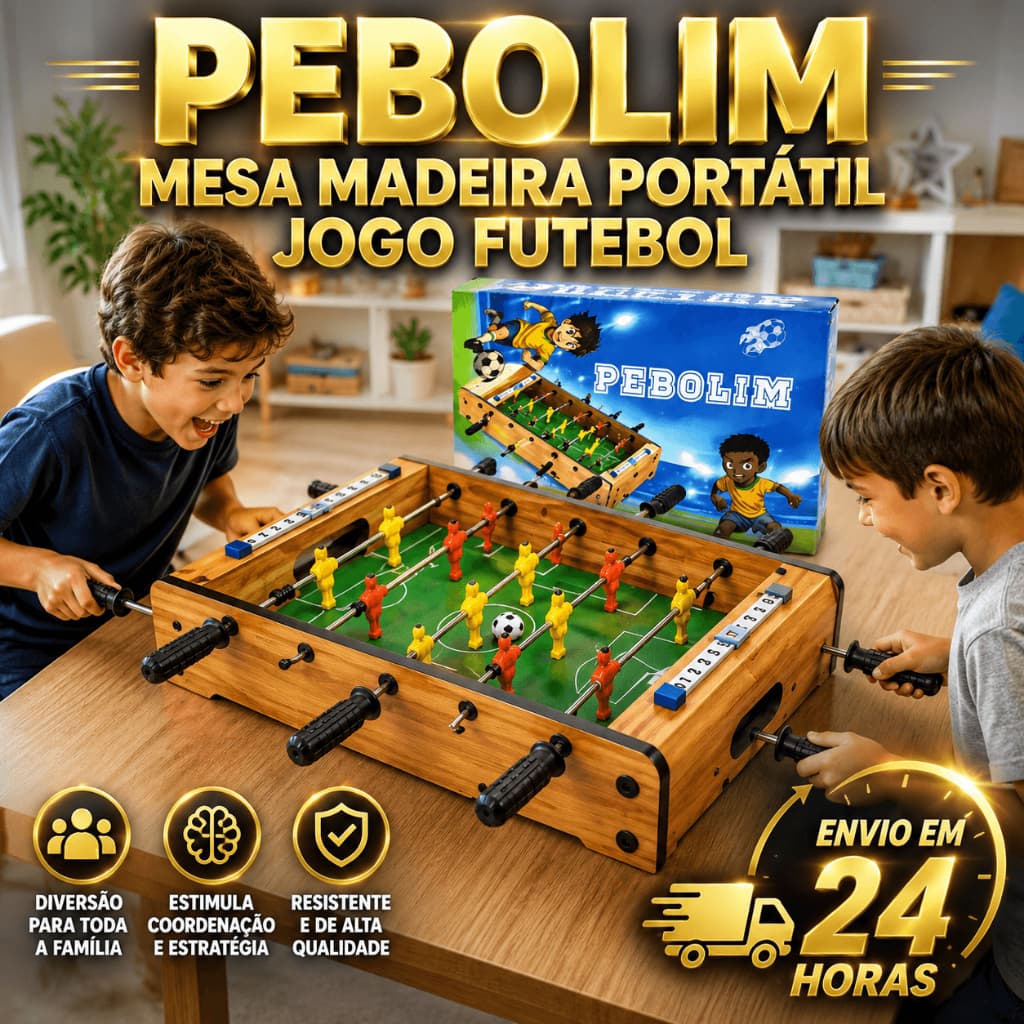 TOTÓ PEBOLIM DE MESA PORTÁTIL MADEIRA JOGO DE FUTEBOL DE MESA MINI PEBOLIM INFANTIL Recreação Diversão Família