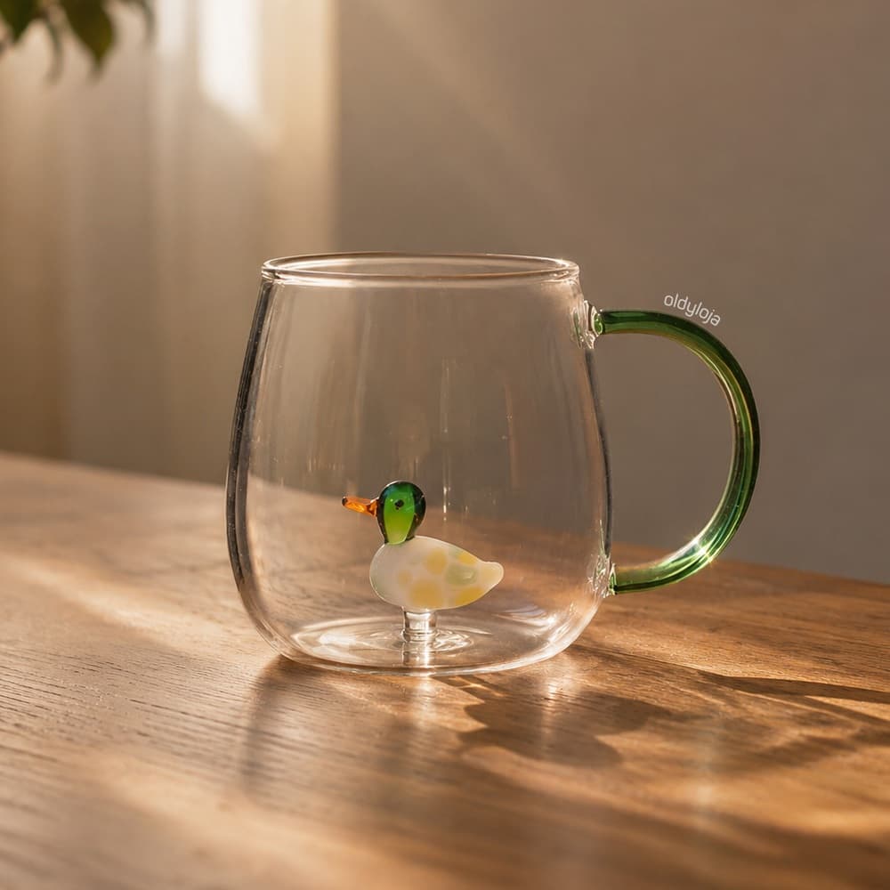 Caneca Pato Patinho 3D Vidro Borossilicato 420ml Presente Criativo