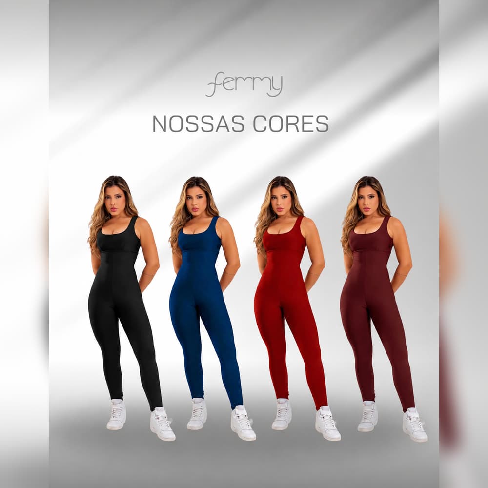 Kit 2 Macacões Fitness Feminino Longo Bojo Removível Não Transparente