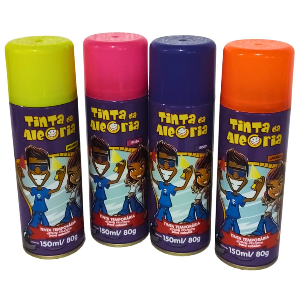 Tinta Spray Colorida Temporária para Cabelo da Alegria 150ml - Fácil Remoção com Água