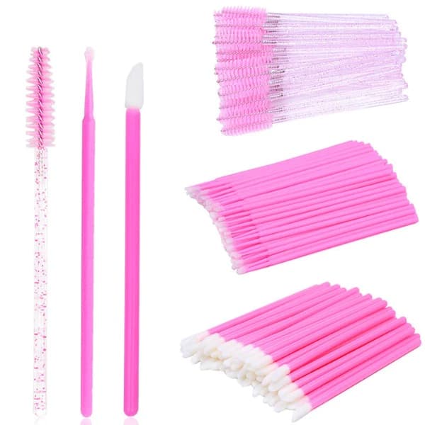 Kit 100 Microbrush 50 Escovinhas 50 Bastão Lipgloss P/ Alongamento De Cílios Labios Hidraglow