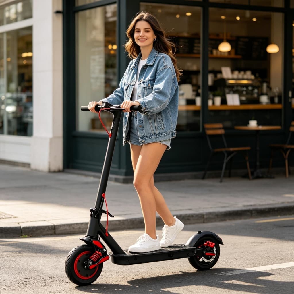 Patinete Elétrico Scooter 350W com Bluetooth, Com Amortecedor, Dobrável e Autonomia de 32 km