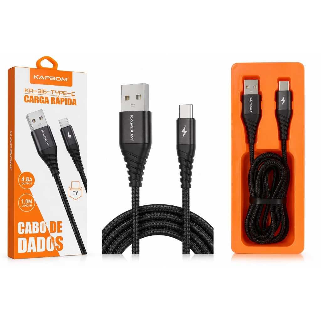 Cabo Carregador USB Tipo C 4.8A 1 Metro