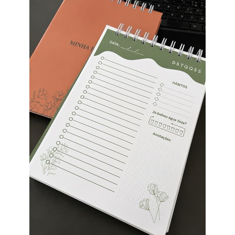 Bloco Minha Rotina A5 | Planner Diário | Controle de Hábitos | Lista de Tarefas | 50 Folhas | Wire-o