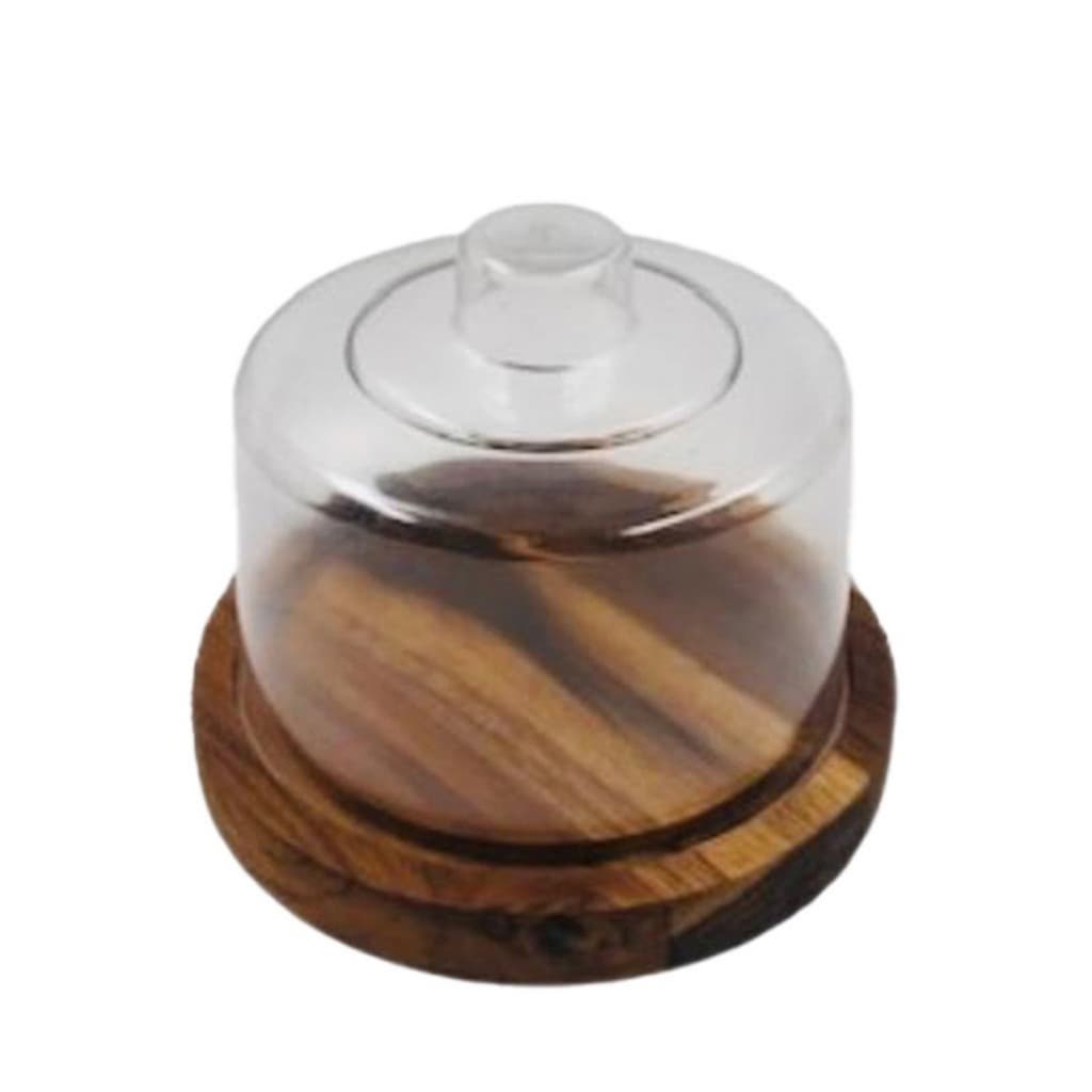 OFERTA 9.9 Queijeira em Madeira Especial TECA (14cm) com tampa de Acrilico