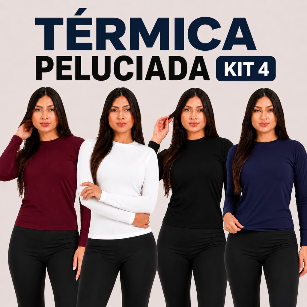 KIT 4 Blusa Térmica Feminina Segunda Pele Peluciada