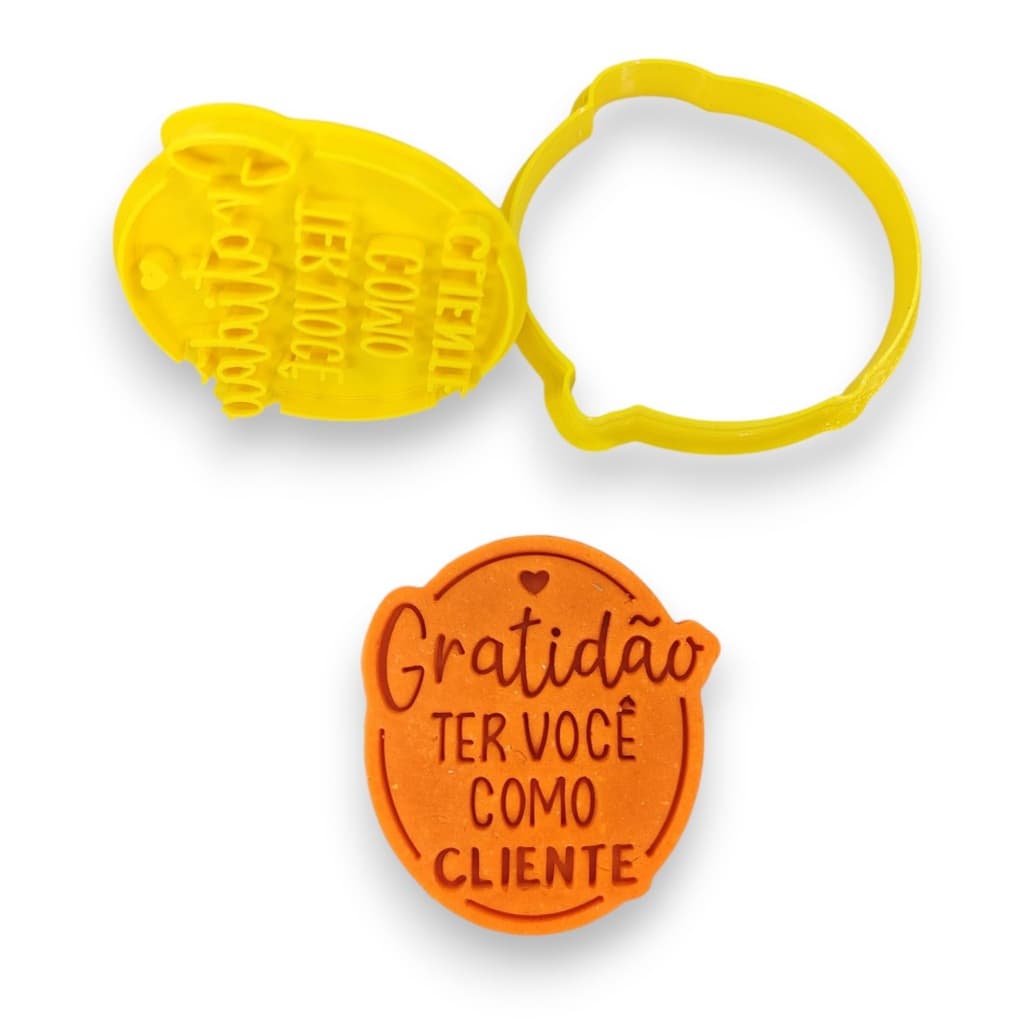 Cortador + Marcador Para Biscoito e Pasta Americana Massas Frase Gratidão Cliente 2