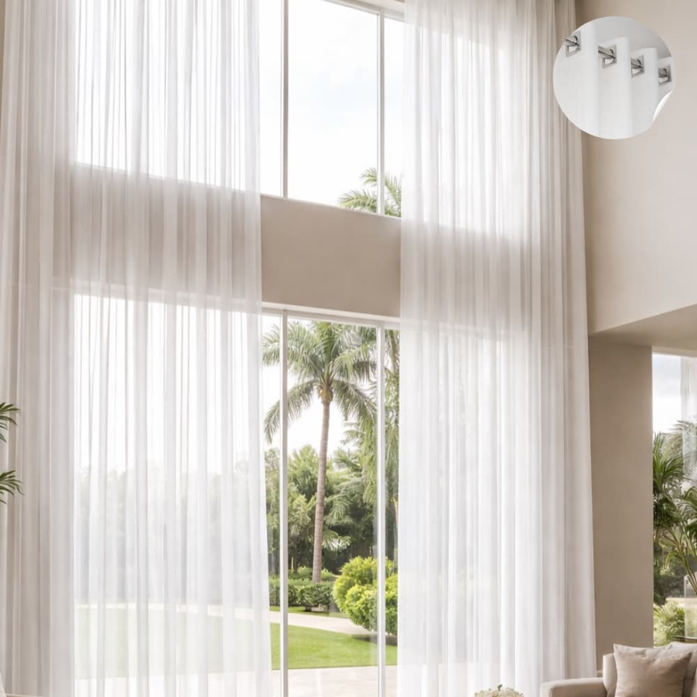 Cortina Voil Gigante 6m x5m Pé Direito Alto Luxo Elegante Delicada Para Sala Moderna Para Varão