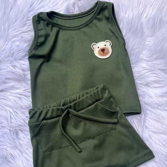 conjunto shortinho moleton com CAMISETA masculino baby na malha RIBAMA canelada confortável e estiloso