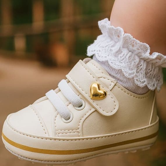Tênis de bebê menina Calce fácil | Elástico e velcro ♥