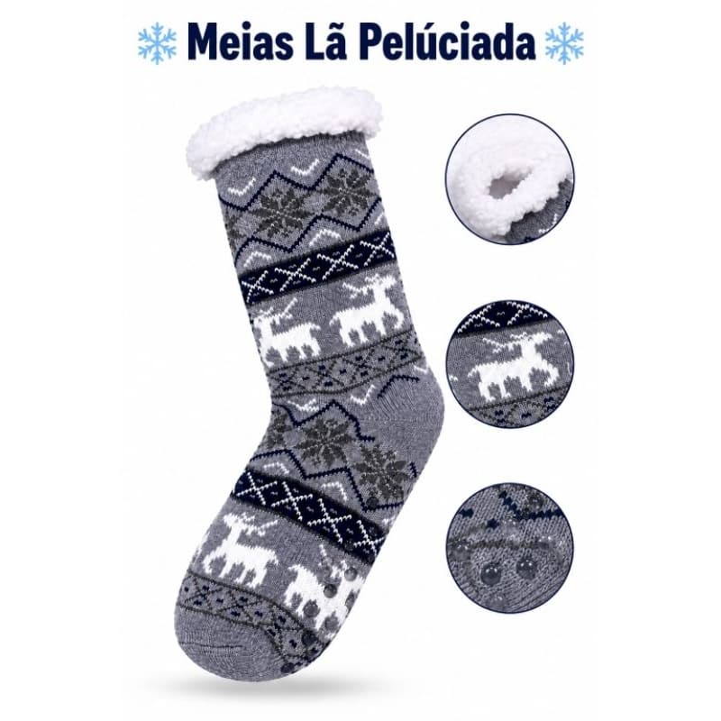 Meia Pelúciada Masculina Lã Térmica Inverno.