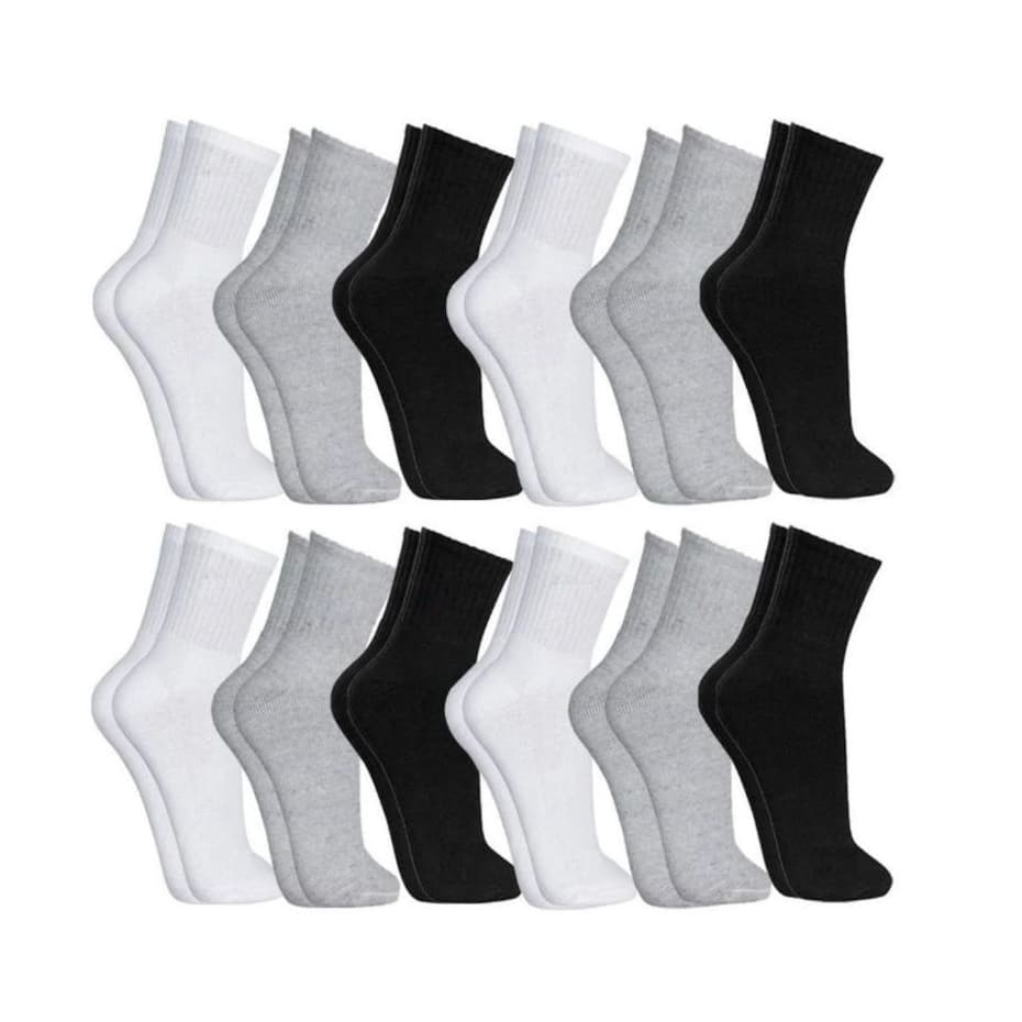 Kit 6 Pares de Meia Masculina Cano Alto Neutra Básica Casual e Esportiva Tecido de Algodão