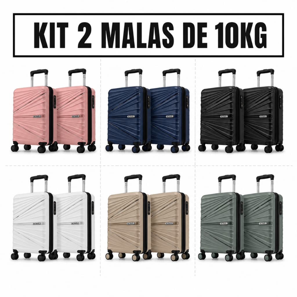 Kit 2/Unitário Malas de Viagem Bordo + Despacho Abs Giro 360° Com Cadeado Modelos 2026